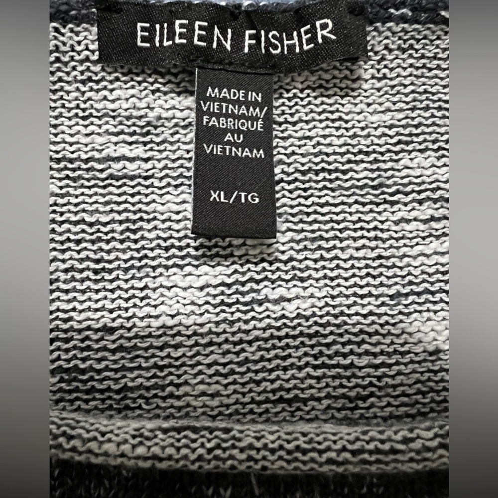 Eileen Fisher Cape Poncho XL Gray Tweed Organic Linen Cotton Knit Sleeveless Top - Picture 7 of 8